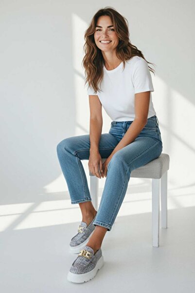 Oneka Shoes 1308Li̇k992 Men's Casual Loafer Imported Crocodile Gold Buckle