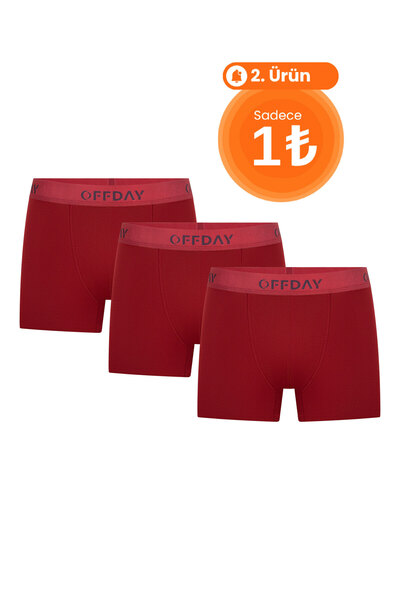 offday Essential Erkek Spor Boxer 3’lü Bordo – Modal Pamuk, Doğal Yapı, Esnek...