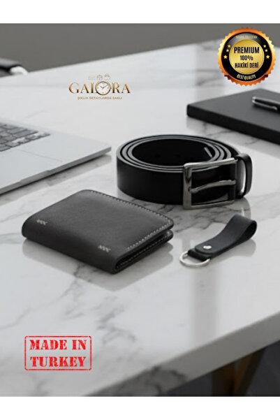 GALORA Genuine Leather 3-Piece Men's Wallet Belt Keychain Gift Set - Special ...