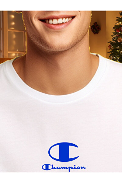 Free Tarz Λευκό μπλουζάκι Champion με τύπωμα Blue New Design