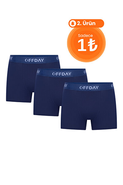 offday Essential Erkek Spor Boxer 3’lü Lacivert – Modal Pamuk, Doğal Yapı, Es...