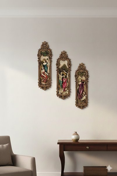 Dekoromi Dekoratif Vintage Duvar Panoları (45x14cm) 3 Adet