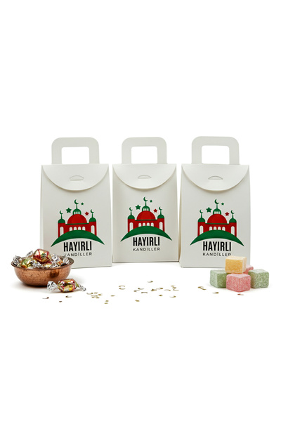 repro design 10x15 Cm Hayırlı Kandiller Baskılı Hediye Kutusu 5 Adet