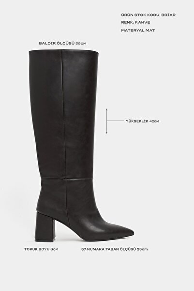 NİŞANTAŞI SHOES Γυναικείες μπότες με τακούνι - Briar Brown Matte, μυτερή μύτη