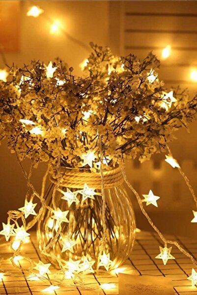 Winnie Baby Yıldız Led 3 Metre Pilli 20'li Gün Işığı Dekoratif Aydınlatma Yılbaşı Yeni Yıl Dekor Lambası NewYear