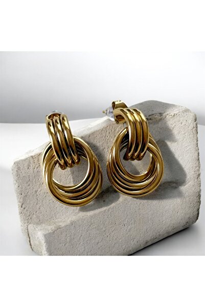 HOUSEKİ Çelik Sarmal Çift Halka Küpe