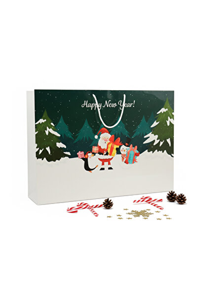 repro design Yılbaşı Temalı 54x38 Cm Happy New Year Baskılı Karton Çanta 1 Adet, Yılbaşı Kutusu