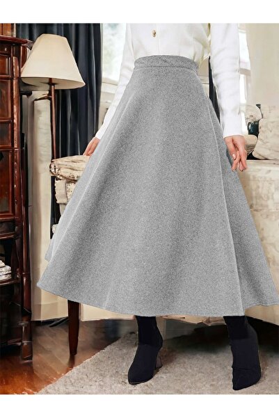 Modamorfo Zippered Cashmere Bell Skirt - Gray