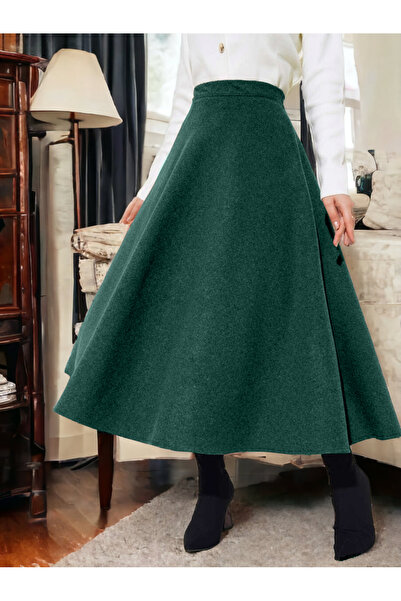 Modamorfo Zippered Cashmere Bell Skirt - Emerald