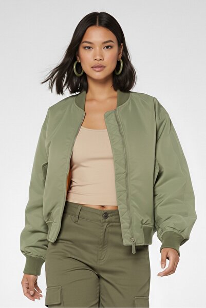 BURBERRY Women Solid Bomber Jacket, Sage Green