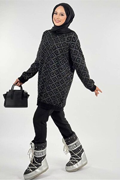 TRENDTESETTÜR Women's Black Patterned Tunic t 62381