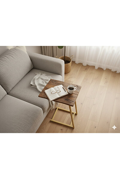 1st Small C-Shaped Side Table - Brown and Gold