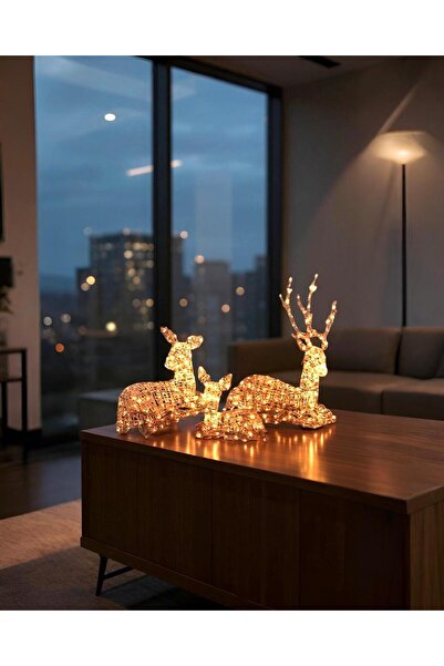 PARTİ SEPETİ Yılbaşı 3 lü Geyik Ailesi 375 ledli