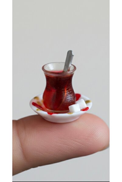 Minyatür Dünyam 2 ADET MİNYATÜR ÇAY BARDAĞI KENDİNDEN YAPIŞKANLI ŞEKERLİ MODELİ TELEFON SÜSÜ