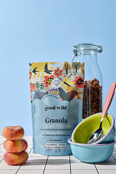 THE GOOD WİLD Karışık Meyveli Granola | İlave Şekersiz | Glutensiz Vegan Atıştırmalık | Yüksek Lif | 3 x 300 gr