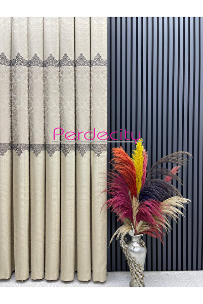 PERDECITY Damaks Pattern Background Curtain 100cm Suitable for Each Room 1X3 Tight Pleats