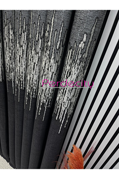 PERDECITY Venice Pattern Gray Anthracite Panel Backdrop Curtain 100cm Suitable for Any Room 1X3 Tightly Pleated