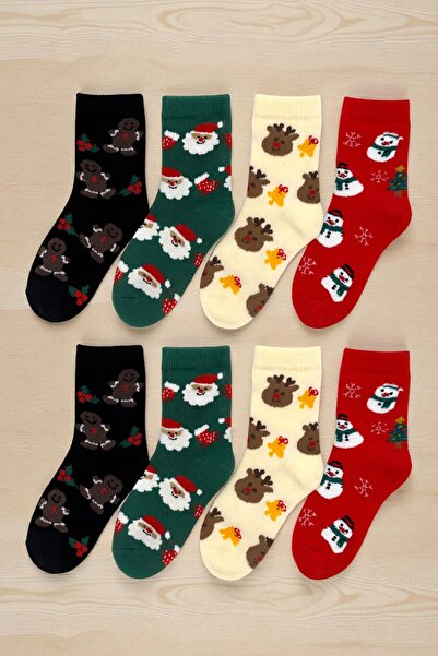 tibo 8 чифта безшевни детски коледни чорапи с меки пръсти