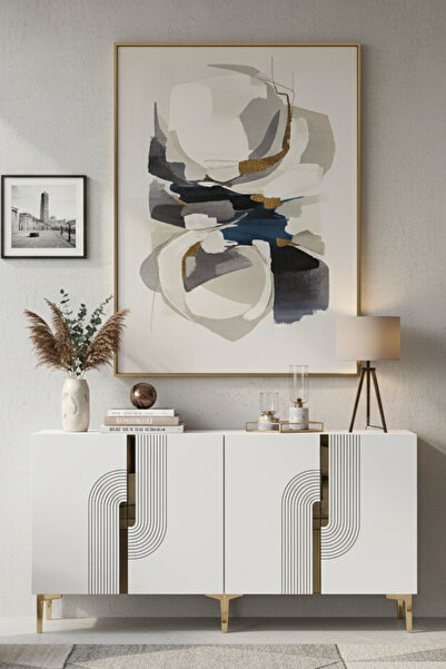 CENEYRA KA1804BG MEYRA180 KONSOL, KAHVE KÖŞESİ, TV SEHPASI BEYAZ-GOLD 180cm