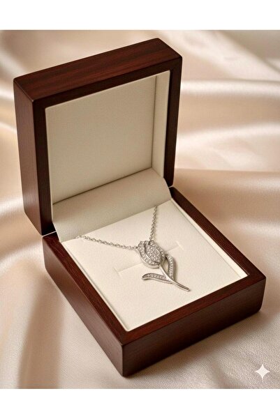 Modern Çağ Gümüş Lale Model Kolye 925 Ayar Gümüş