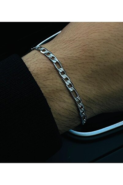 onse Steel Men's Silver Gourmet Model Chain Bracelet