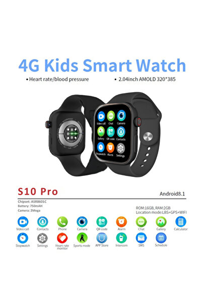 MAUEX S10 PRO Smartwatch Copii 4G GPS WiFi Apel Video AMOLED 2GB RAM 16GB ROM IP67 Baterie 750mAh