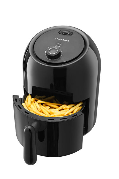 Lawazim Air Fryer 2.5L 1000W - Non-Stick Basket, Adjustable Temperature & Timer - Black