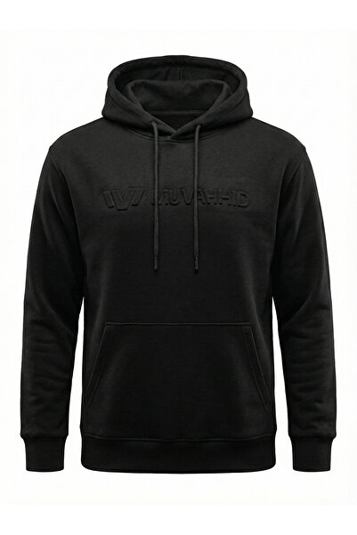 Muvahhid Giyim Hooded Black Sweatshirt 3 Thread Without Embroidery
