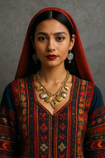 Cadde Dükkanı Gold Renk BüyükKalp Figürlü Çelik Etnik Kolye