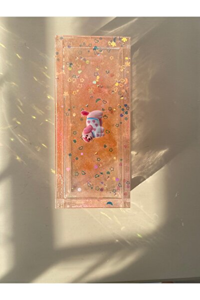 Phellos Decorative Jewelry Box with Salmon Color Lid – Glittery and Cute Storage Box