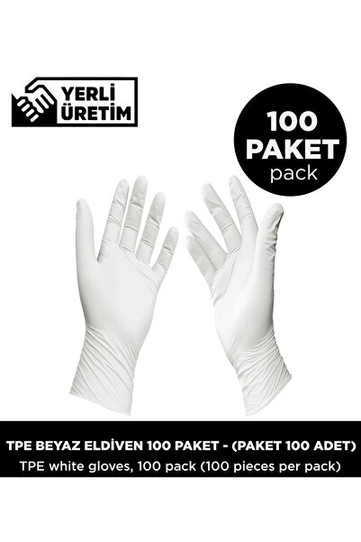 Sepet Doldur Tpe White Gloves 100 Pack - (Pack of 100 Pieces)