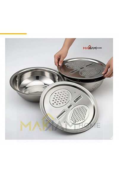 Makkam Home Paslanmaz Çelik Mutfak Seti 3'ü 1 Arada Salata Kasesi, Çok Amaçlı...