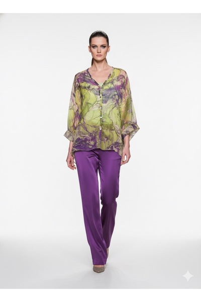 Cb Made In Italy Lüks Dokulu İtalyan İpeği Desenli Gömlek