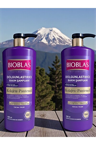 Bioblas 2 X 900 ml Collagen+Panthenol & Herbal B19 Anti-Hair Loss Volumizing Shampoo