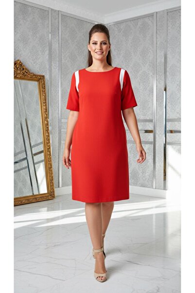 Nidya Moda Kadın Kırmızı Ay Kombin Abiye Elbise 4031K