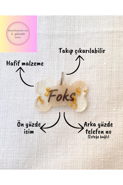 VenüsTakı Kemik Şeklinde Kedi/ Köpek- İsimliği/ Künyesi