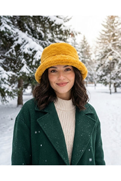 OnMyHead Women's Yellow Plush Fisherman Hat