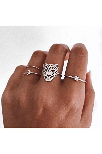 Pursehuit Set de 4 inele, argintii cu pietre, Pialotta C2