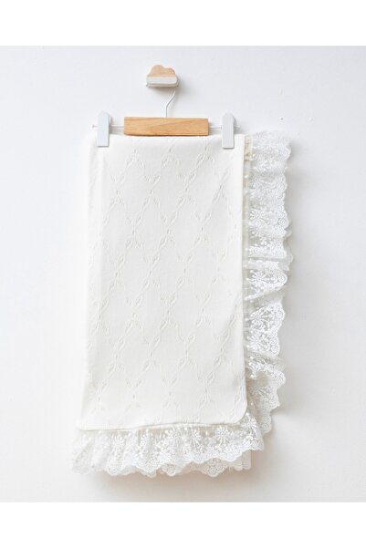 Mert Baby Emerald 4 Katlı Triko Dokuma Lüx Dantelli Battaniye %100 Pamuk Yenidoğan