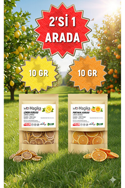 Magika Design 10 GR Limon Kurusu ve 10 GR Portakal Kurusu, 1. Sınıf, Taze Kurutulmuş, %100 Yerli ve %100 Taze