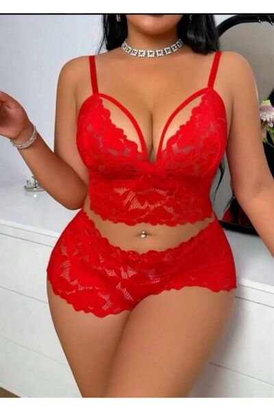 TİESSİ Women's Large Size Lace Detailed Nightgown