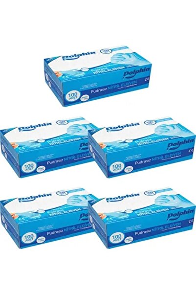 egeayazambalaj 5 Adet M Beden Nitril Mavi Eldiven Cerrahi Eldiven Muayene Eldiveni 100'lü Paket