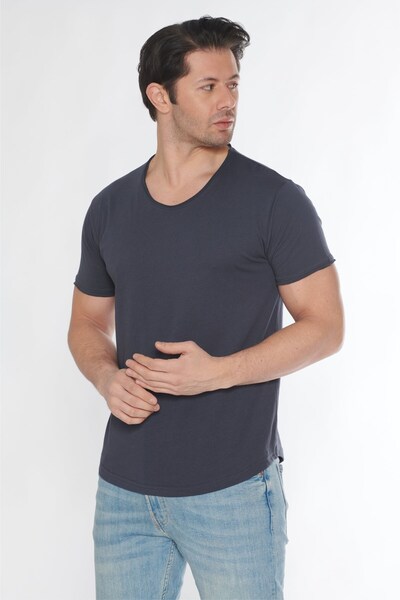 BlackHorn Men's Wide Neck 100% Cotton Loose T-Shirt