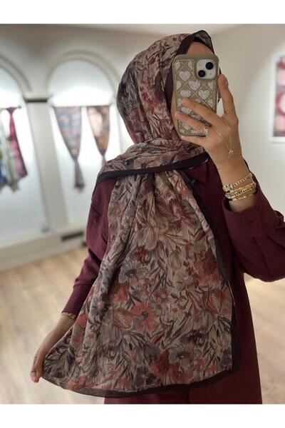 Merwiss Καλοκαιρινό σάλι με σχέδιο Olivia Kraş σε καφέ χρώμα