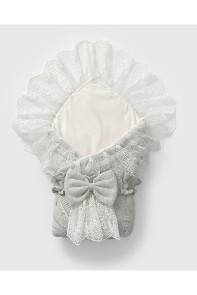 Mert Baby Knitwear Lace Inside Wool Bow Swaddle Blanket 100% Cotton Newborn
