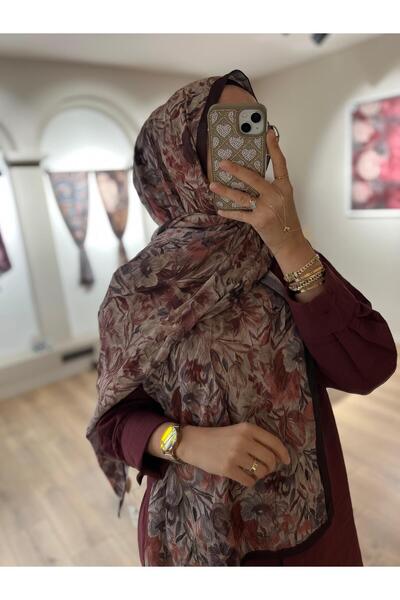 Merwiss Καλοκαιρινό σάλι με σχέδιο Olivia Kraş σε καφέ χρώμα