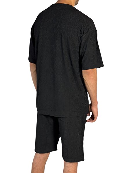 OneDay Men's Set 100% Turkish Cotton – T-shirt and Shorts – Black – Comfortable and Breathable