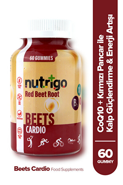 nutrigo Beets Cardio Gummy besin takviyesi -60Adet- CoQ10 ve Pancar Kökü Ekst...
