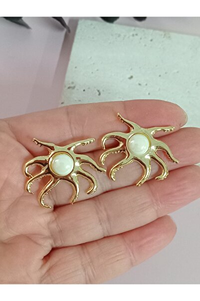 mos&more Gold Cream Pearl Octopus Earrings