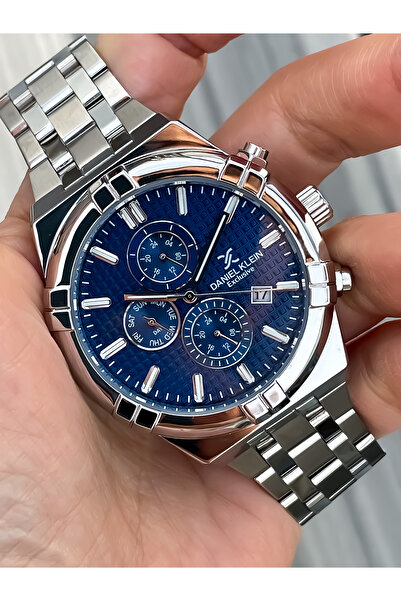 Daniel Klein ساعة رجالية أصلية متعددة الوظائف نشطة من الفولاذ المقاوم للصدأ + هدية سوار